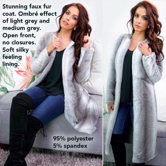 Ombré long lime faux fur coat *ONLY 1 LEFT - Picture 2 of 8